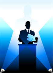 Wall Mural - Business/political speaker silhouette background