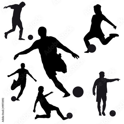 Fototapeta na wymiar Vector Silhouettes of Soccer Players