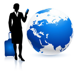 Wall Mural - Businesswoman traveler with Globe