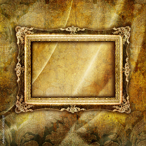 antique frame on golden brocade