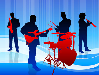 Poster - Music Band on Blue Background