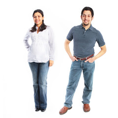 Man and woman standing full body isolated