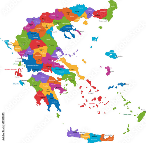Fotomural Map of administrative divisions of Greece