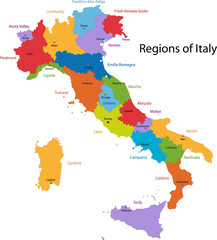 Canvas Print - Map of administrative divisions of Italy
