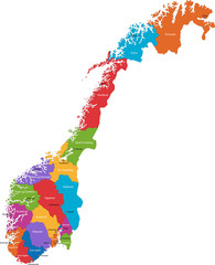 Sticker - Map of administrative divisions of Norway