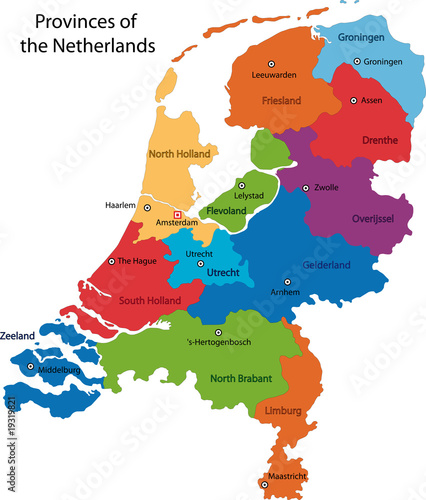 Cuadros en Lienzo Map of administrative divisions of Netherlands