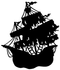 Wall Mural - Mysterious ship silhouette