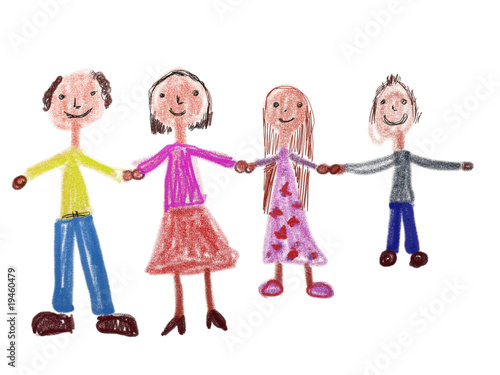 kinderzeichnung familie Stock-Illustration | Adobe Stock
