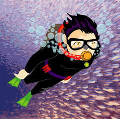 Sticker - scuba diver