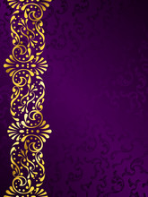 Purple Background With A Gold Filigree Margin
