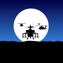 Helicopter Fly On Moonlight