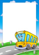 Frame With Yellow School Bus