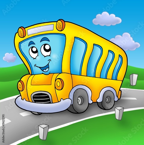 Jalousie-Rollo - Yellow school bus on road (von Klara Viskova)