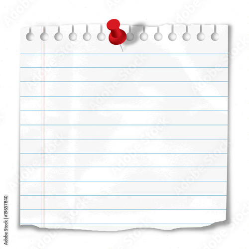 Fotografie, Obraz Paper stuck to wall with thumb tack (reminder to do list)