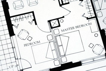 A floor plan focused on the master bedroom