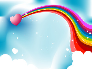 Wall Mural - Rainbow and Heart Design