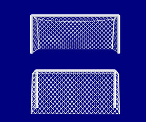 Wall Mural - Soccer goal front and back  views. vector illustration.