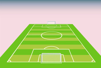 Wall Mural - Soccer field in perspective with realistic goals.