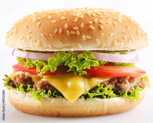 Naklejka samoprzylepna Cheeseburger na białym tle