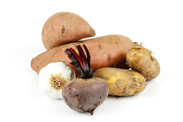 Sweet Potato with Garlic, Beetroot and Potatoes