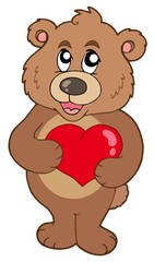 Sticker - Cute bear holding heart