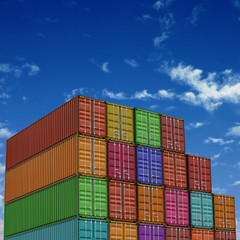 Wall Mural - Stack of freight containers at the docks