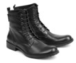 Men's winter leather boots. With paths