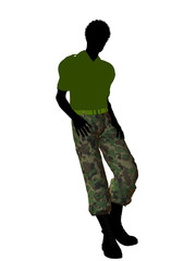 African American Soldier Illustration Silhouette