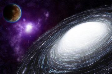 Wall Mural - spiral galaxy in deep space - abstract background