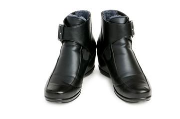 Black boots isolated on the white background