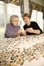 Elderly Woman And Younger Woman
