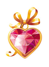 Gold Heart Shaped Pendant With Red Ruby