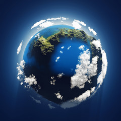 Wall Mural - small blue planet, aerial view