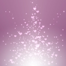 Sparkling Stars Hearts On Purple Light Burst