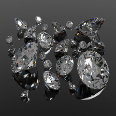 Wall Mural - Diamonds jewel on black surface