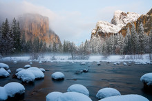 Yosemite Valley After Sunset In Winter