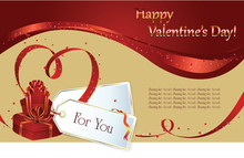 Valentin`s Day Label And Card With Gifts For The Holiday