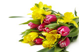 Fototapeta Tulipany - Blumenstraus aus Tulpen und Narzissen