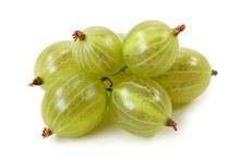 Green Gooseberries Isolated On White Background