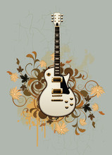 Electric Guitar On A Retro Background