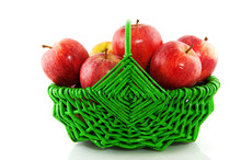 Red Apples In Green Basket