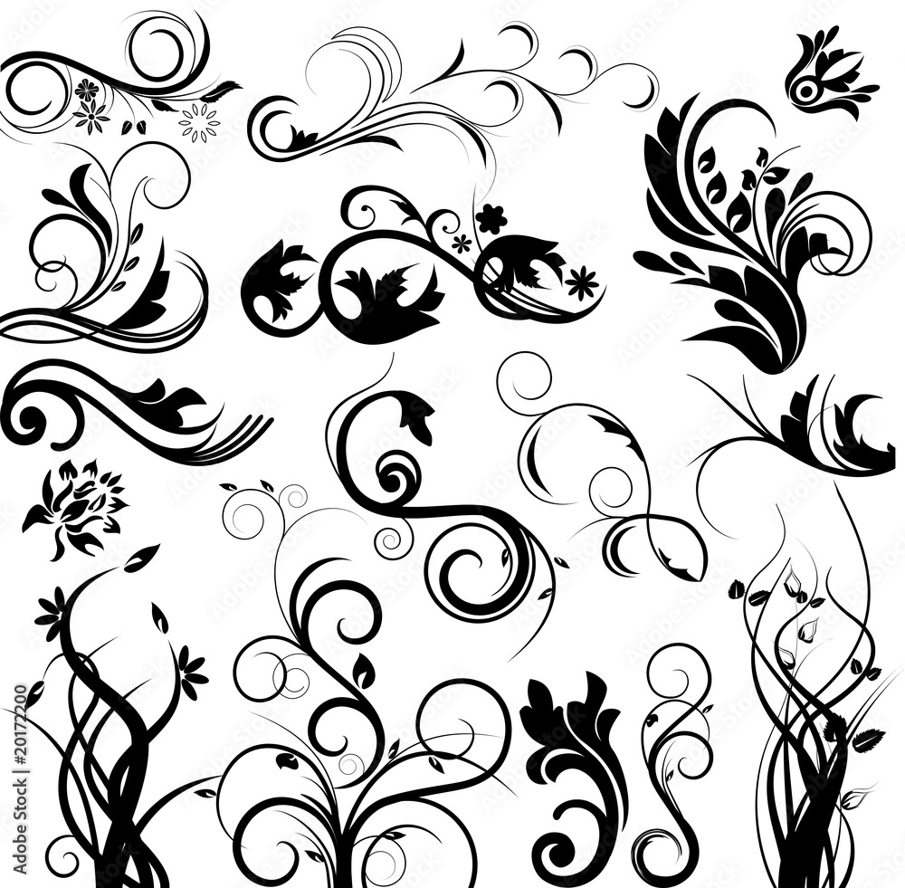 Vector floral set Stock Vector | Adobe Stock
