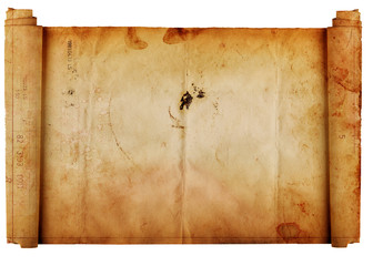 Wall Mural - Vintage roll of parchment isolated on white