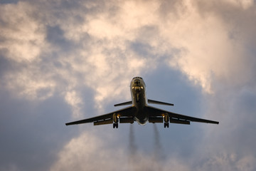 Plane in the evening sky