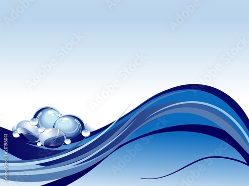 Naklejka dekoracyjna Blue water background with bubbles