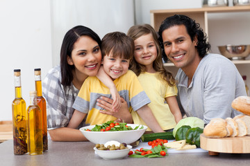 Wall Mural - Portrait of a family in the kitchen