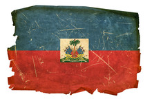 Haiti Flag Old, Isolated On White Background.