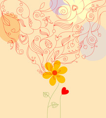 Poster - Flower background with heart