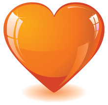 Glitter Orange Heart, Vector Illustration