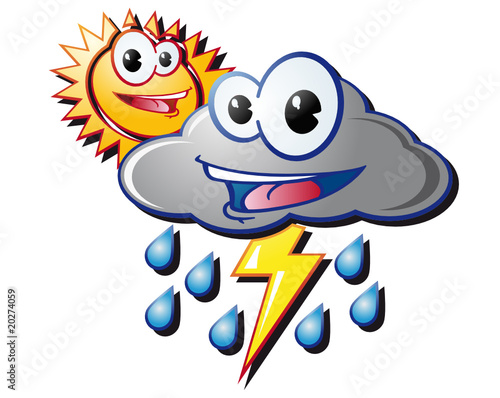Soleil Nuage Pluie Et Eclair Stock Vector Adobe Stock